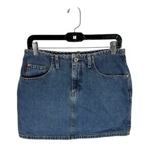 Vintage Y2K Denim Mini Skirt Hydraulic Size 9/10 Skater Streetwear Grunge Punk